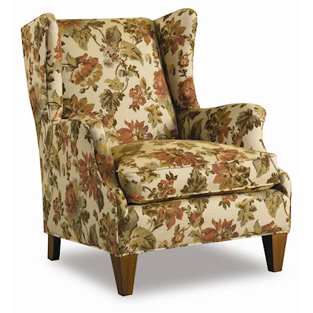 Stationary Wing Chair with Wood Legs